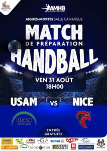 Hand : USAM contre Nice le 31 août à 18h, salle Camargue à Aigues-Mortes