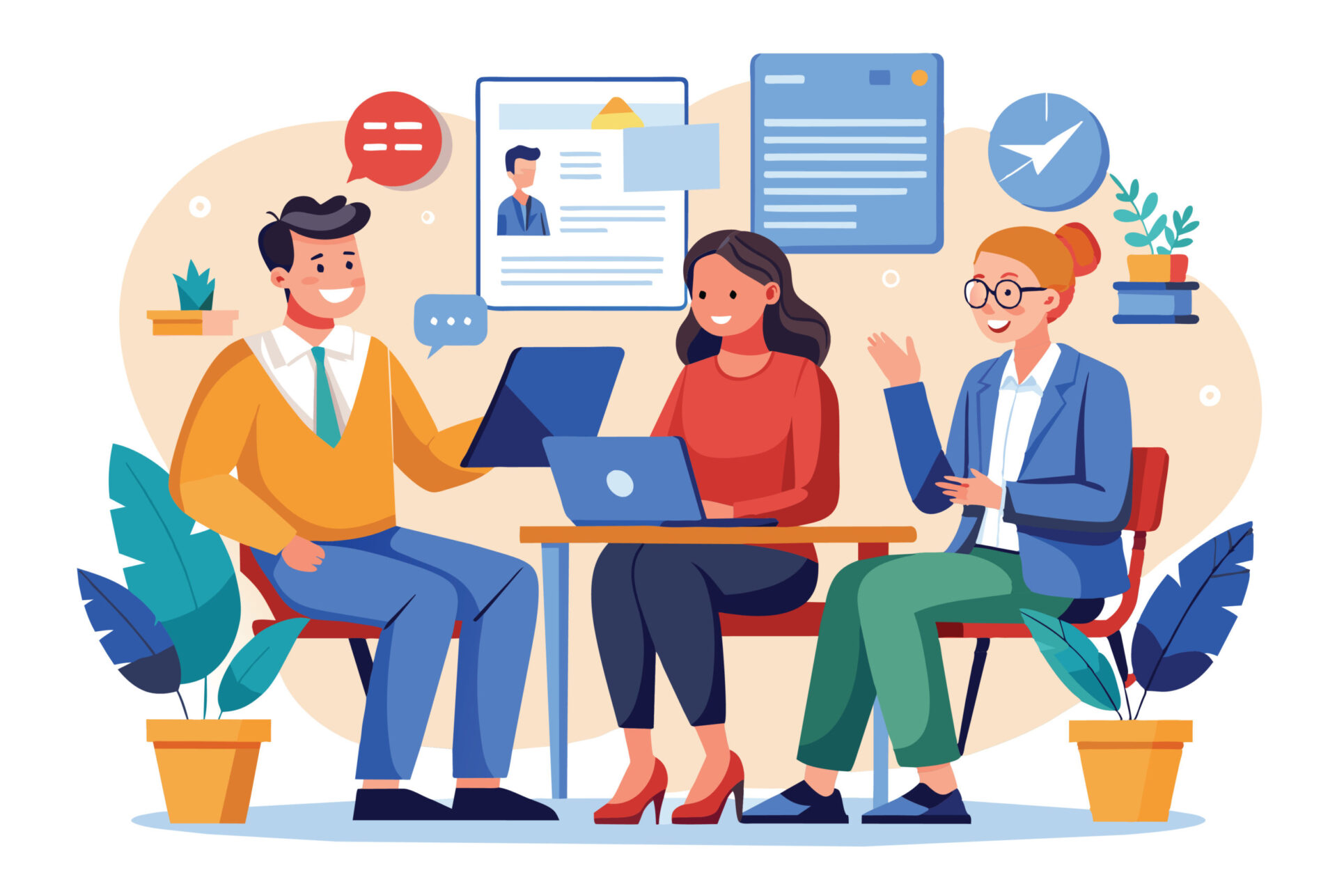 interviewing a candidate ai illustration hiring officer recruitment illustrations