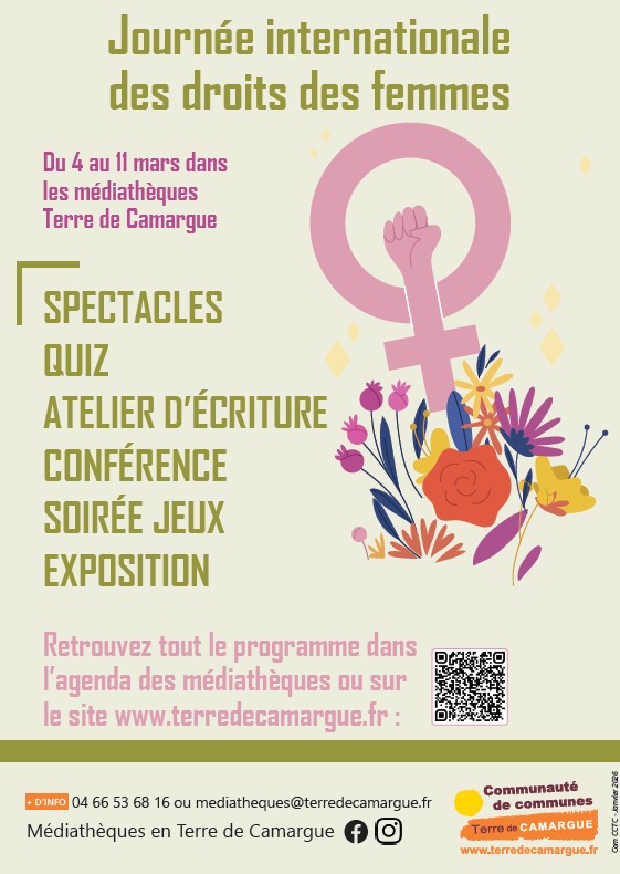 Affiche journées de la femmes dans les médiathèques en Terre de Camargue