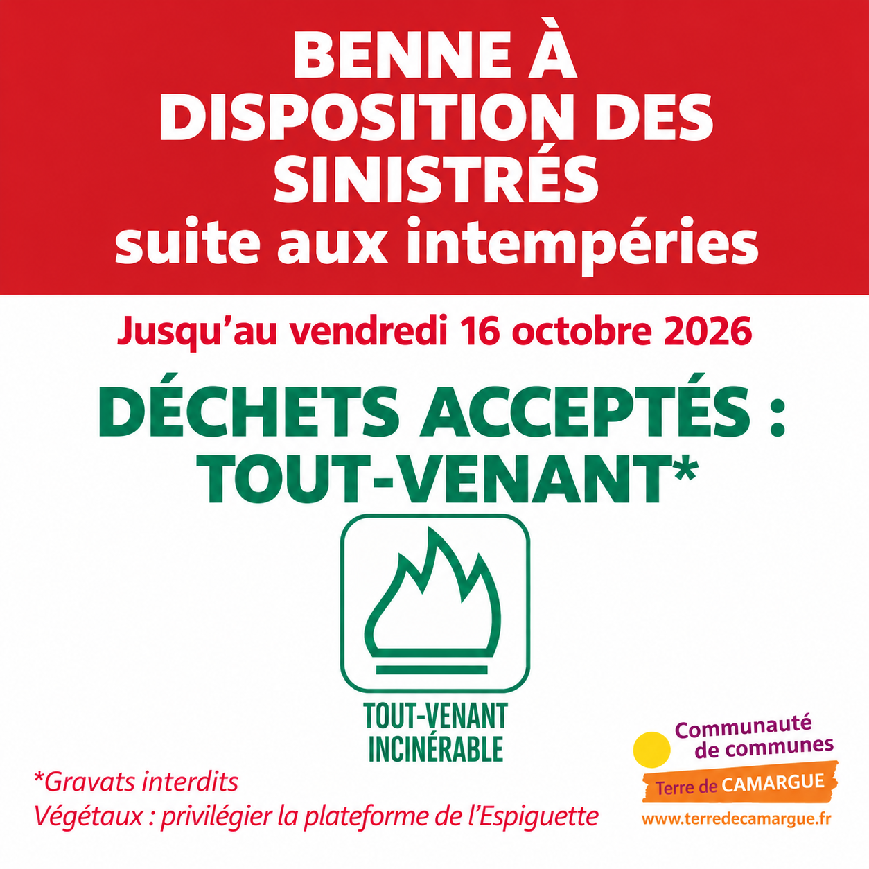 Information à destination des sinistrés du Grau-du-Roi suite aux intempéries d'octobre 2026